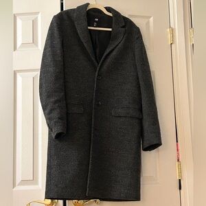 H&M Gray Wool Blend Peacoat Jacket Men's US 36R Slim Fit Double Breasted Coat